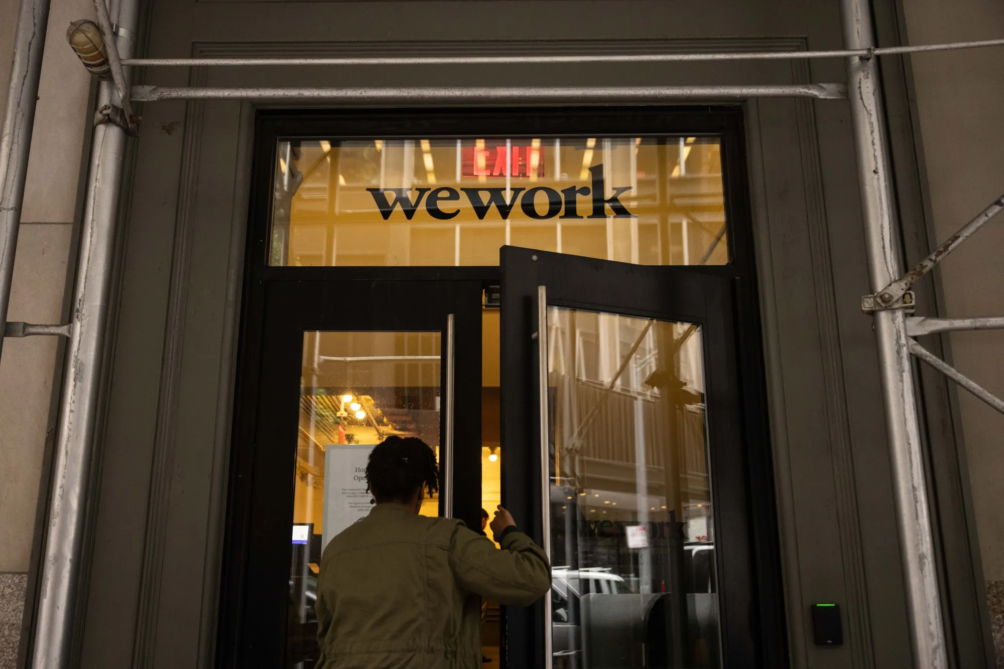 A WeWork co-working office space in New York, US.