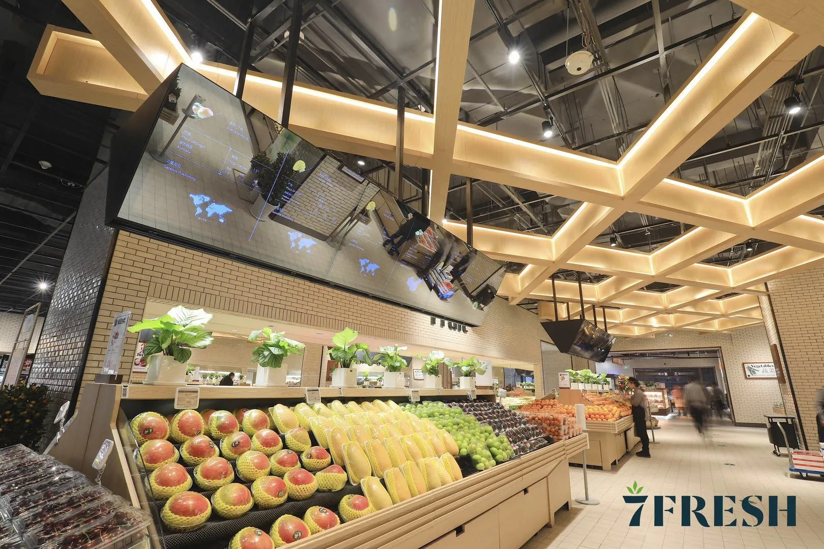 Inside the new 7Fresh store in Beijing, China.