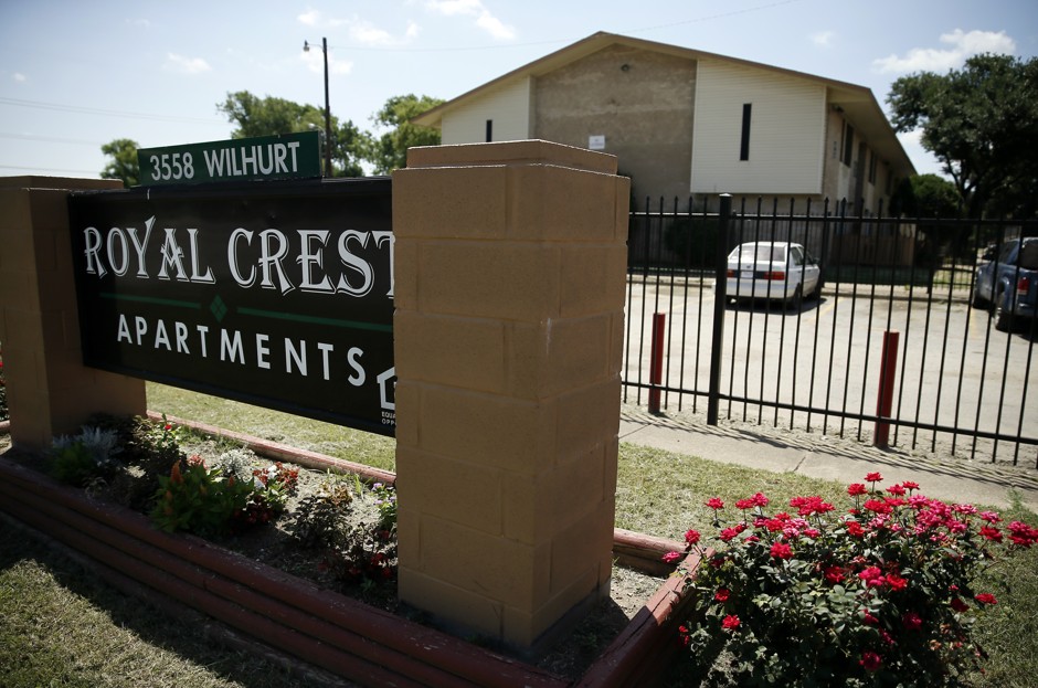 An apartment complex outside Dallas, Texas, where low-income housing is cheap to build.