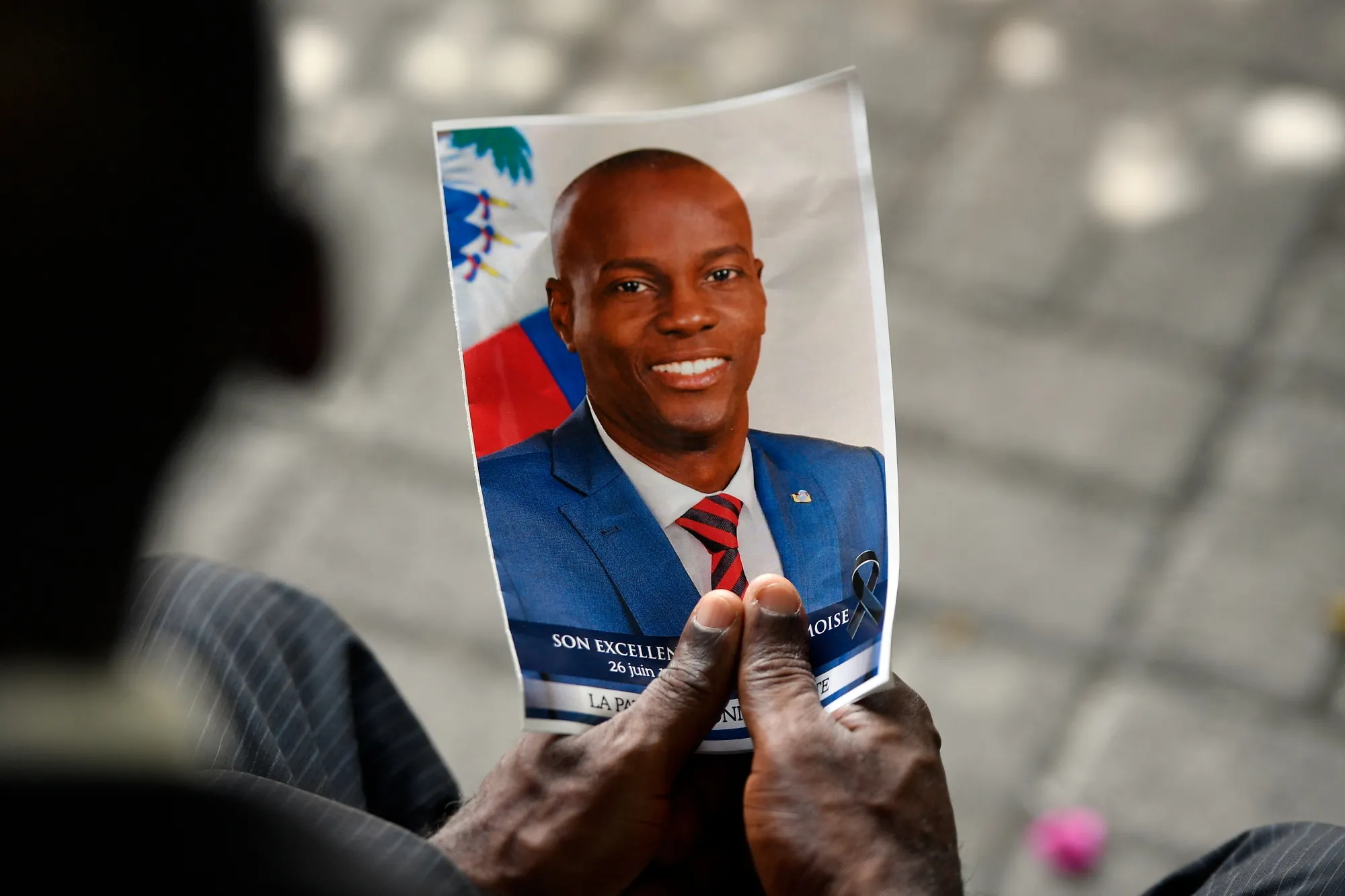 A photo of late Haitian President Jovenel Moïse during his memorial ceremony in Port-au-Prince, Haiti, in 2021.