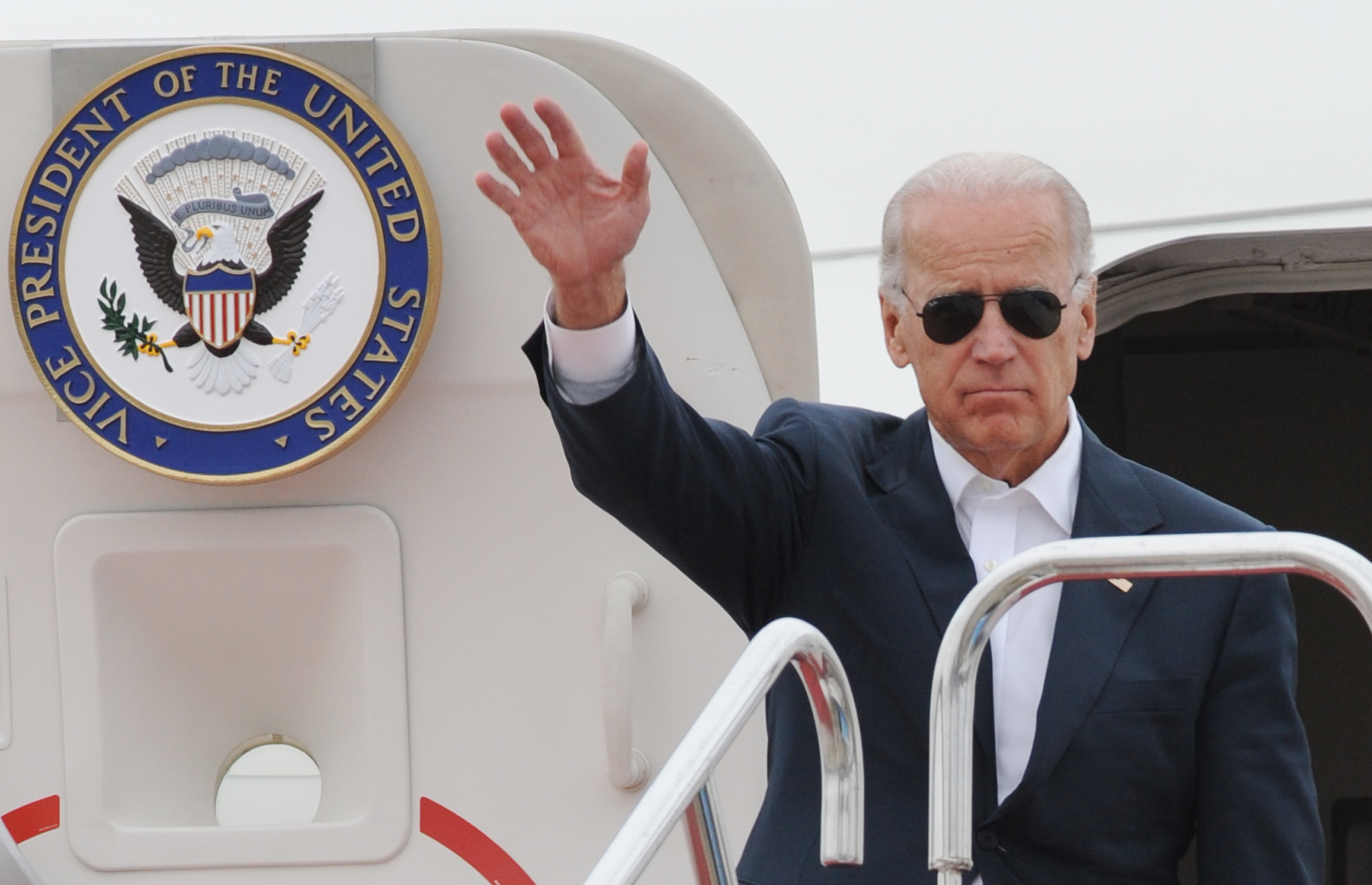 US Vice President Joe Biden waves as he