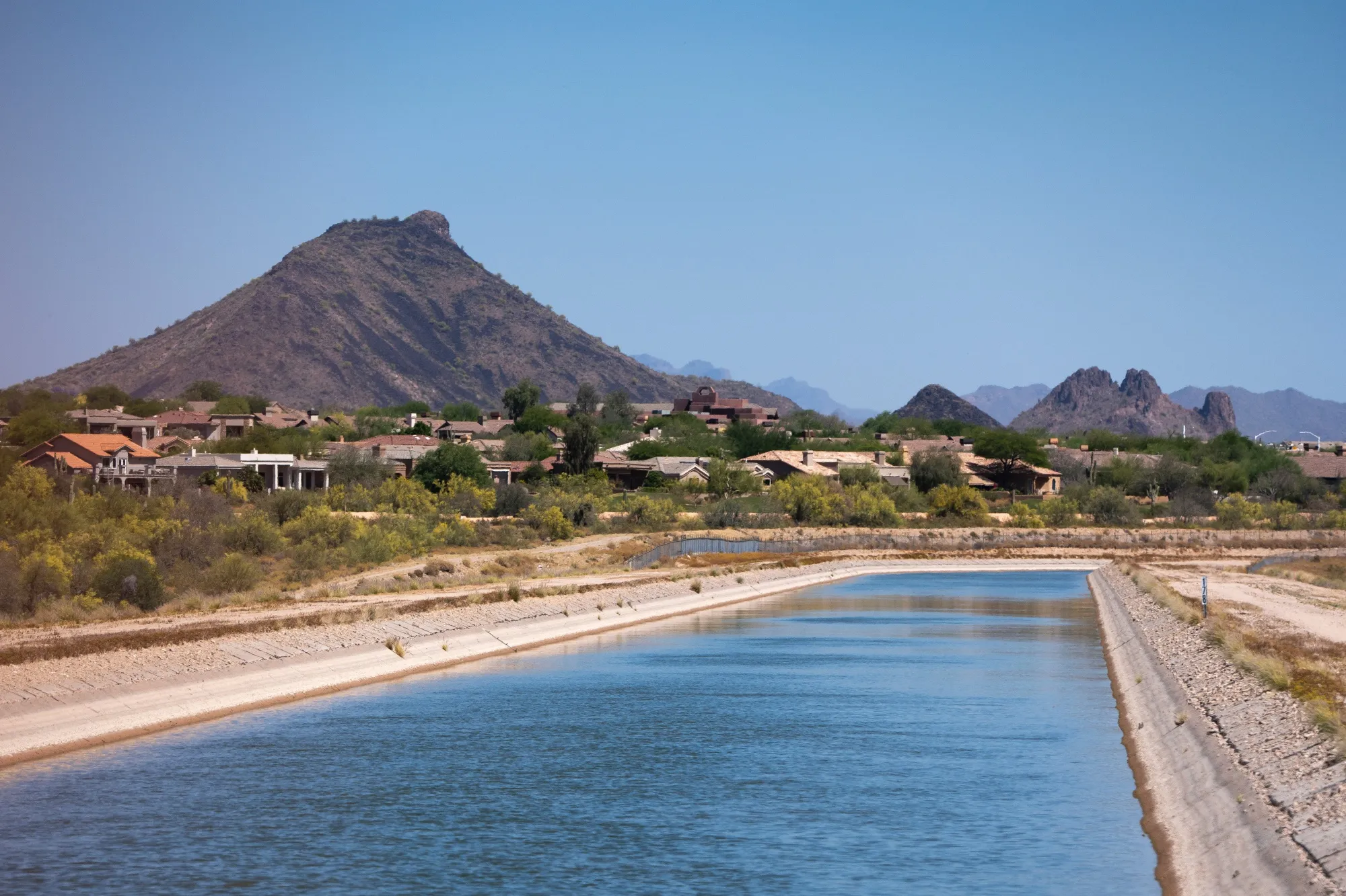 A section of the Central Arizona Project, a series of aqueducts and tunnels designed to bring water from the Colorado River to central and southern Arizona, in Scottsdale.