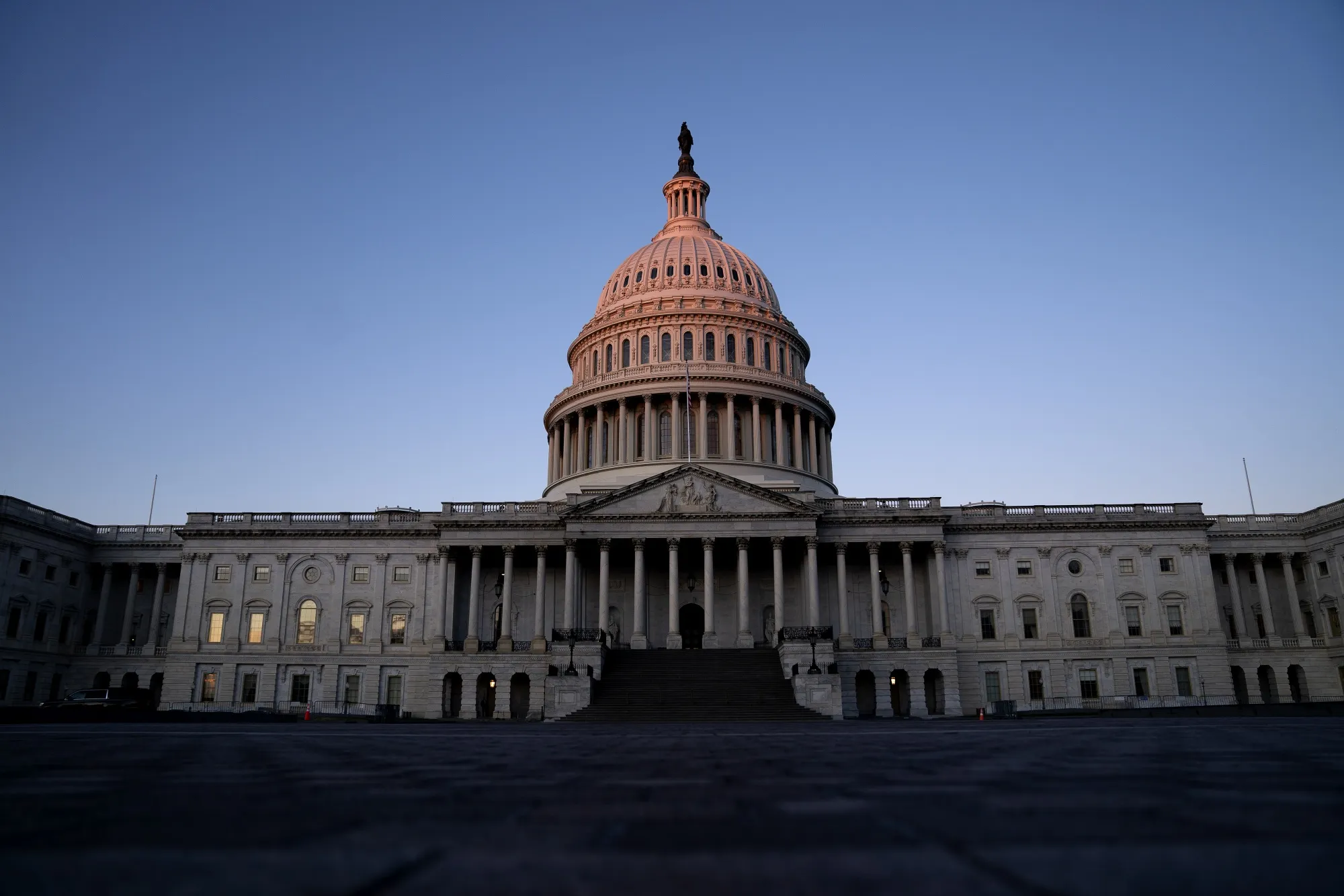 The US Capitol at dawn in Washington.
