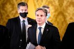 Antony Blinken, U.S. secretary of state, leaves the presidential room after the meeting,