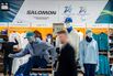 Salomon and EA7 Emporio Armani clothing at the Milan-Cortina 2026 Winter Olympics megastore in Milan.
