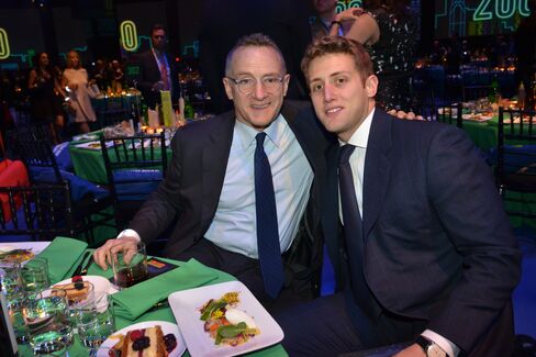 Howard and Andrew Marks with their first course and dessert