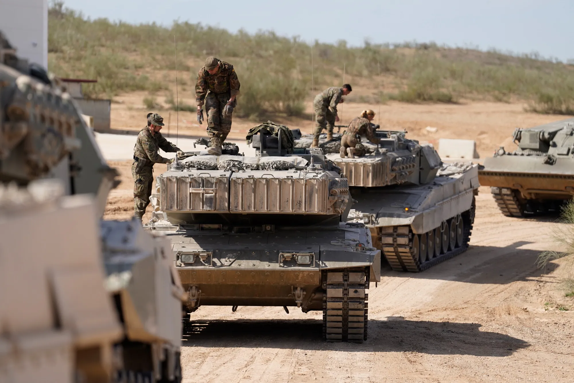 Spanish military personnel at the San Gregorio military base outside Zaragoza, Spain, in 2023.