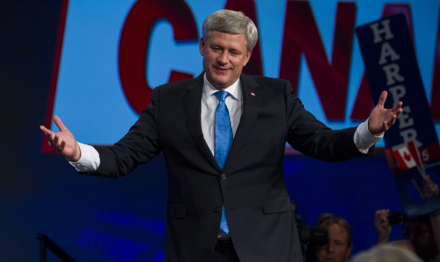 Stephen Harper addresses Conservative supporters in Calgary, after conceding defeat in the Oct. 19, 2015 election.
