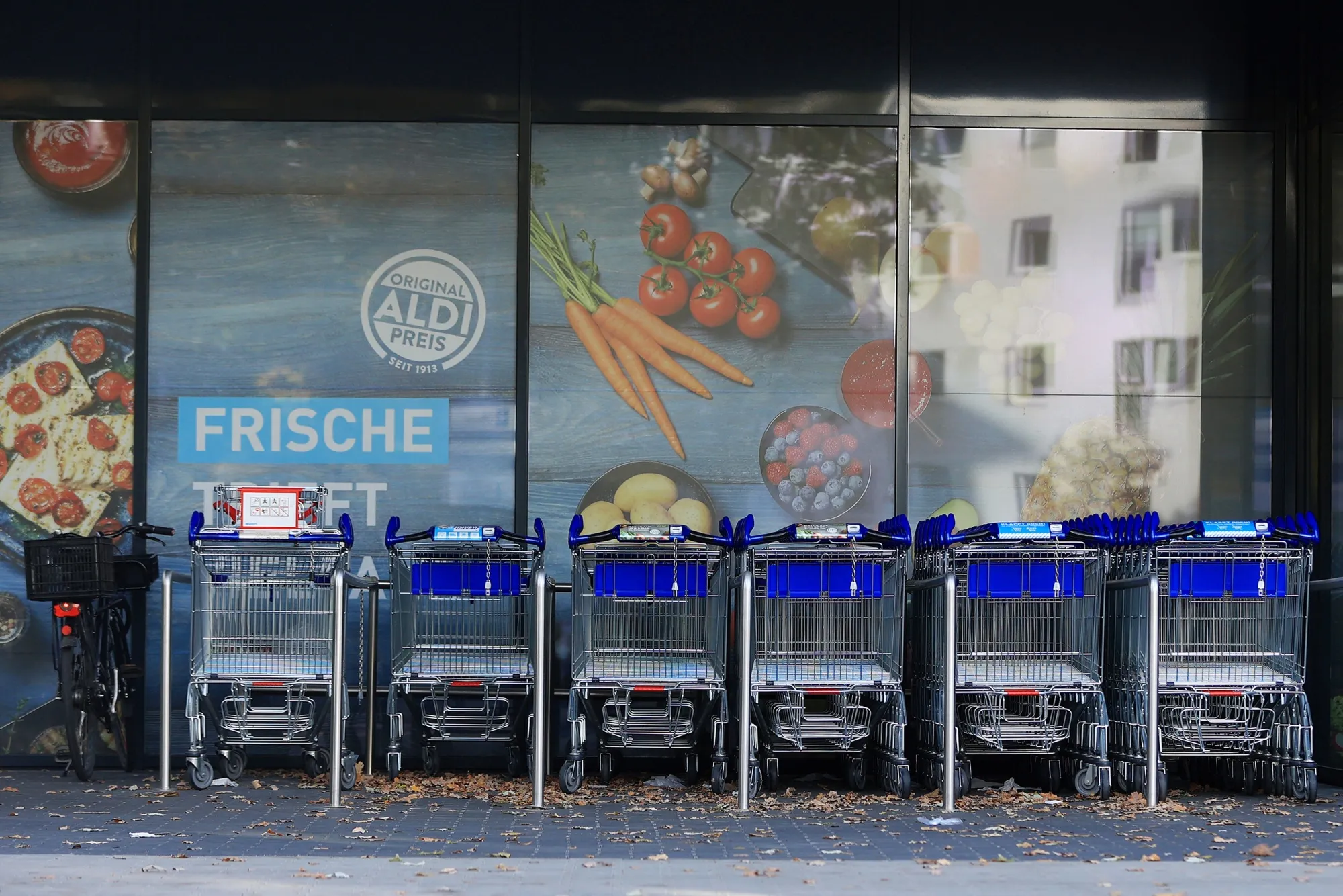 Shopping carts outside a supermarket in central Berlin.