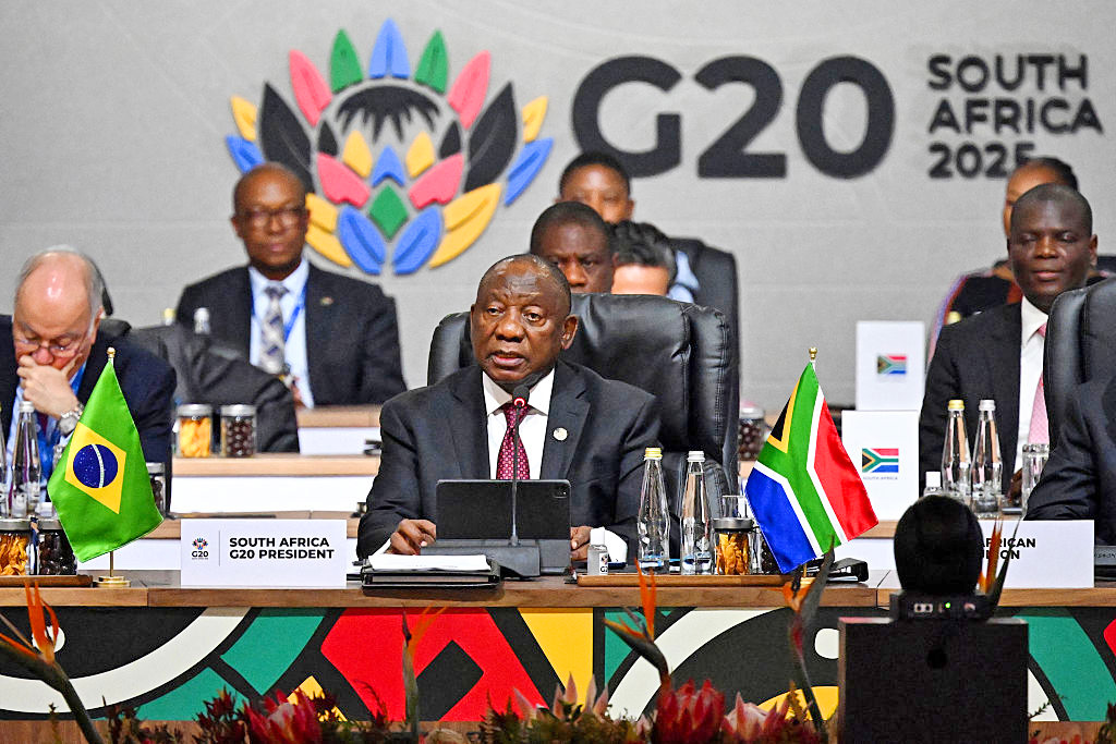 Cyril Ramaphosa gives the opening speech as he chairs the G20 Leaders' Summit.