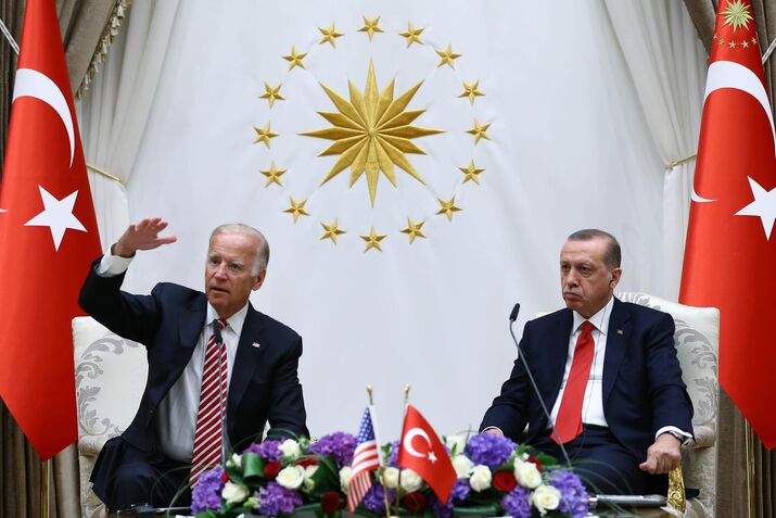 Turkish President Erdogan receives US Vice-President Biden in Ankara