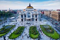 The Palace of Fine Arts (Palacio de Bellas Artes) is a prominent cultural center in Mexico City hosting many exhibitions and theatrical performances.