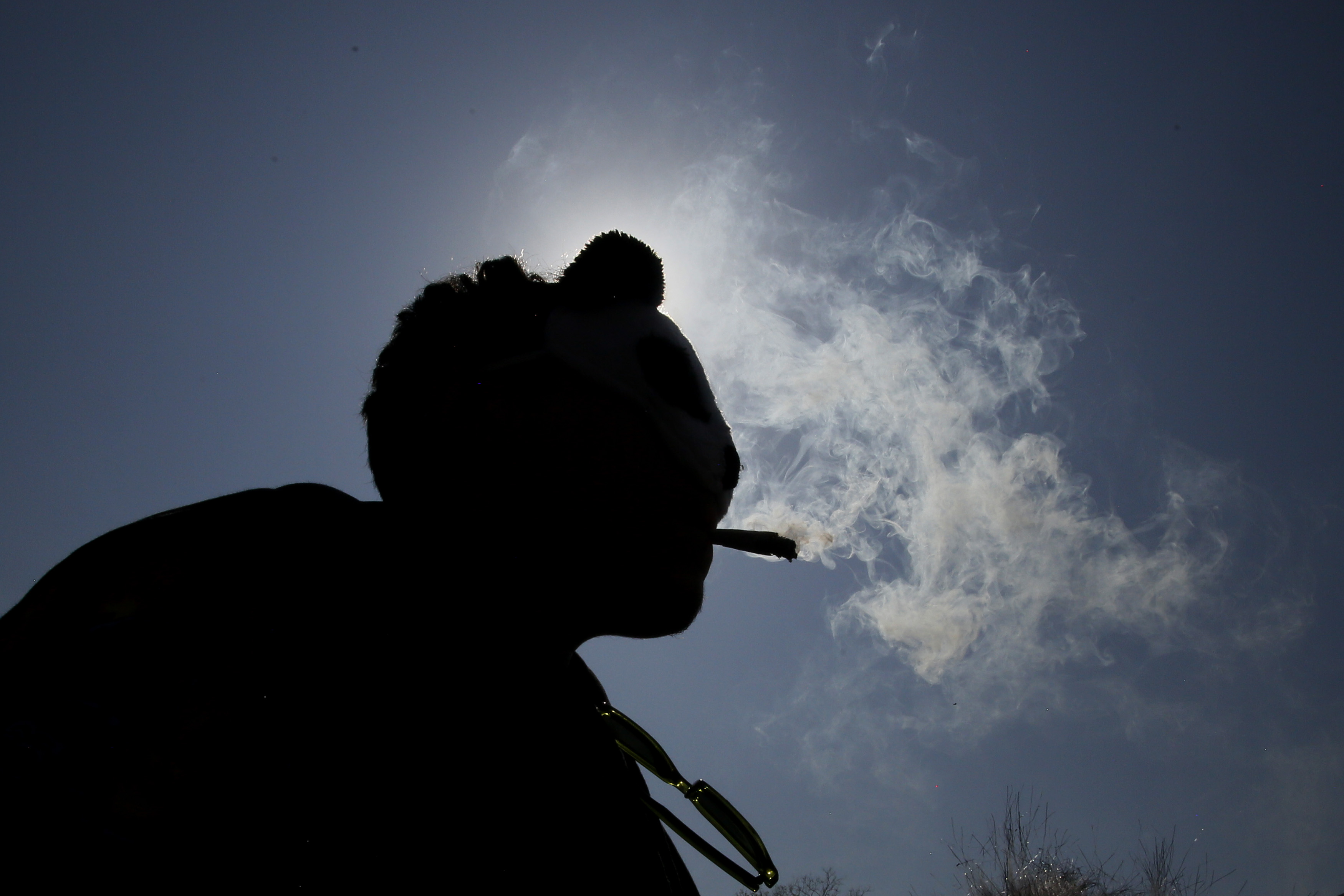 A man smokes a marijuana cigarette at Washington Square Park on April 20, 2023 in New York City —&nbsp;a hotbed of both cannabis consumption and complaining about cannabis consumption.&nbsp;&nbsp;