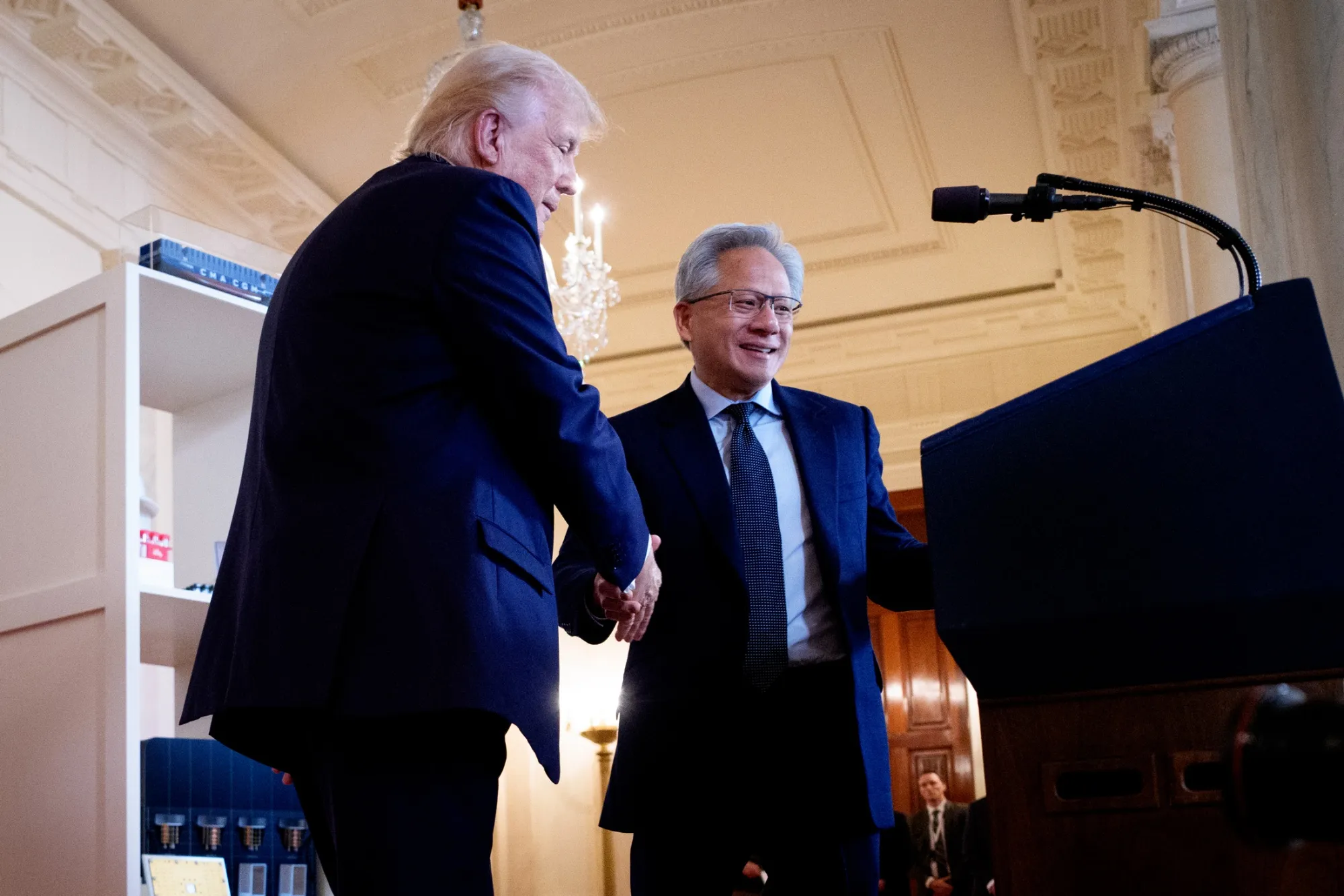 President Donald Trump and Nvidia CEO Jensen Huang in April.