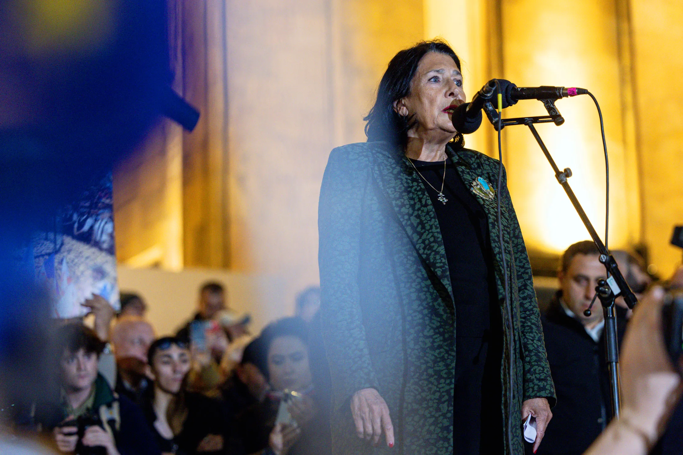 Salome Zourabichvili during a protest outside parliament in Tbilisi, Georgia, on Oct. 28.