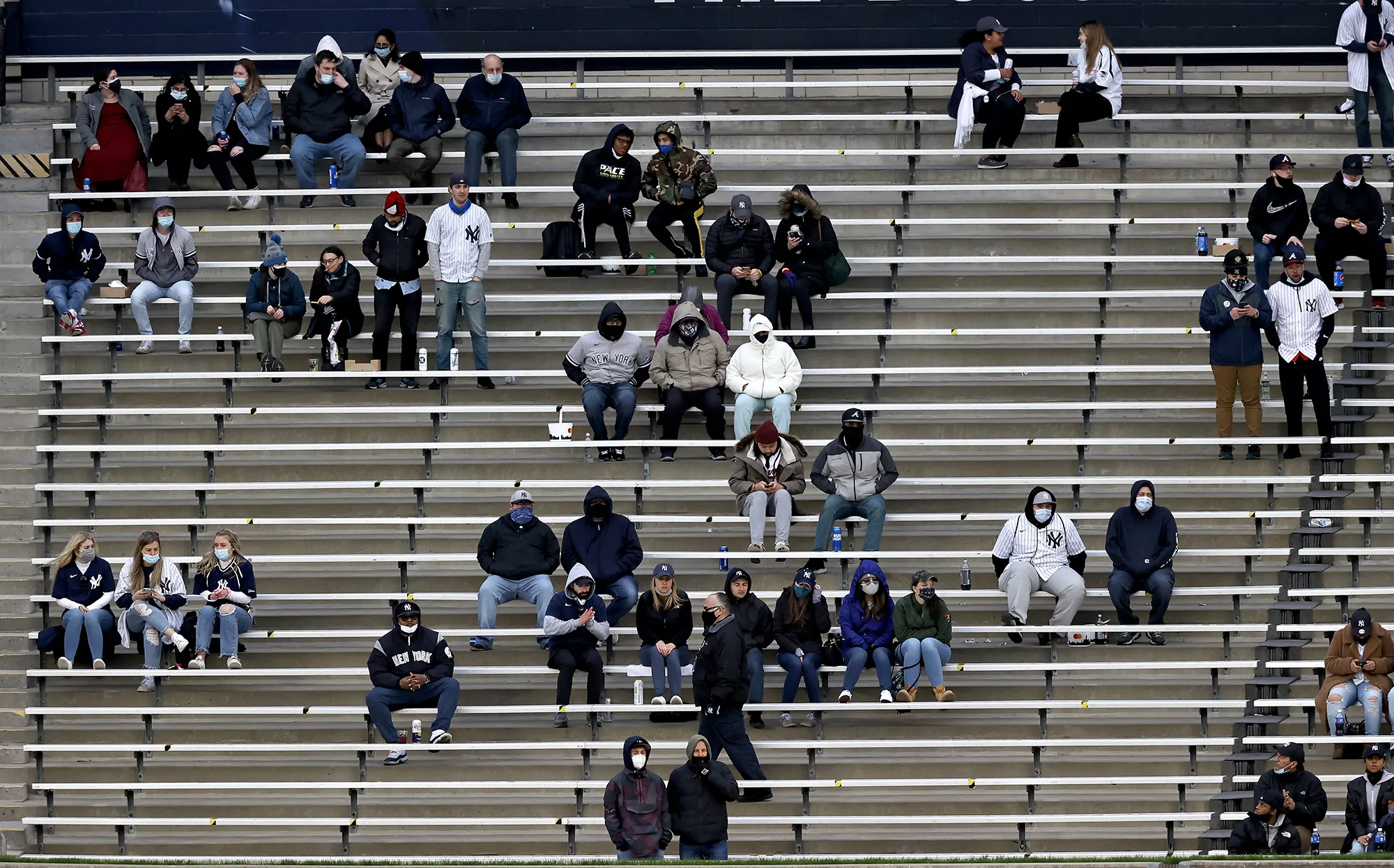 Fans watch a game at Yankee Stadium in the Bronx, New York, on April 21.