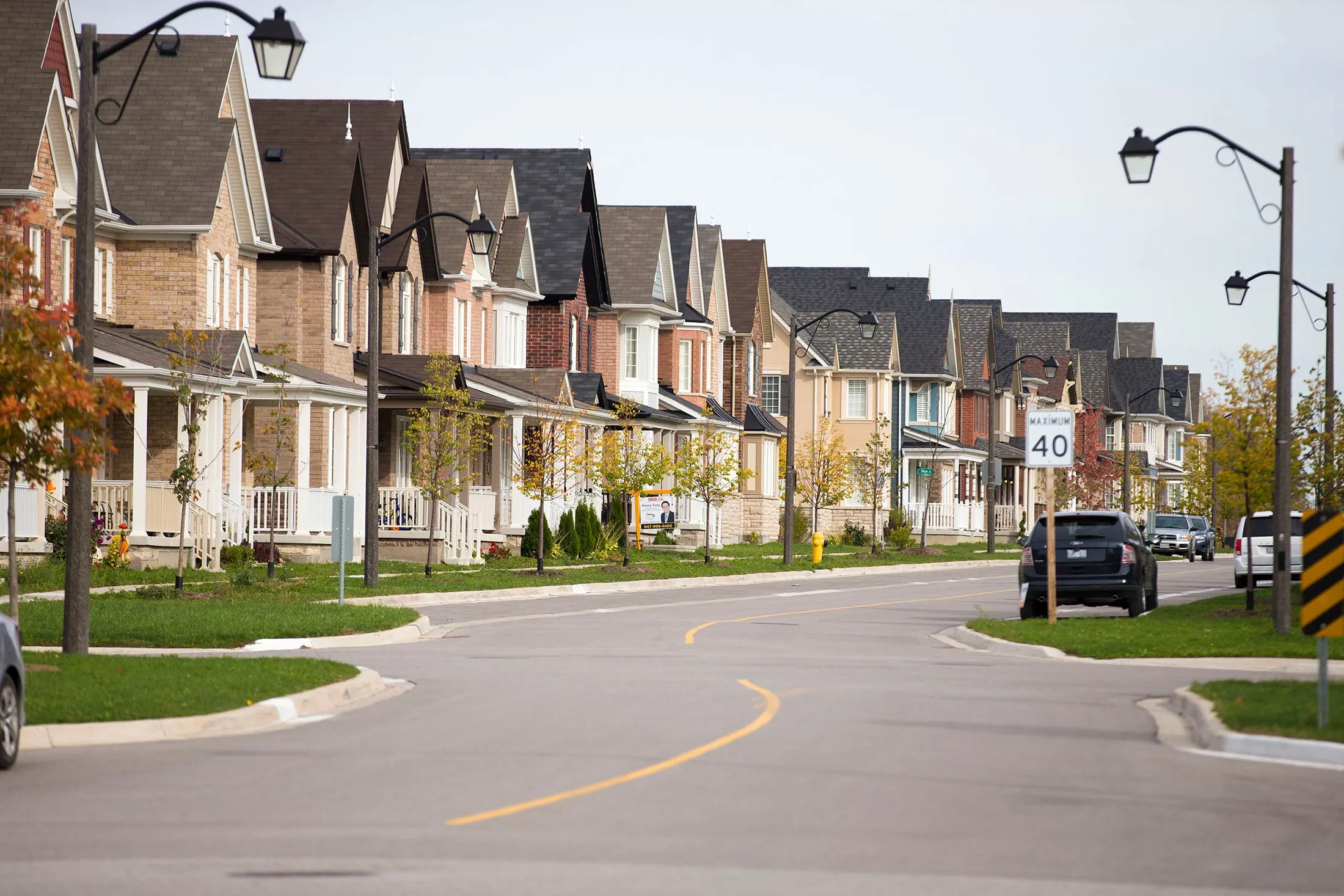 A small park at the corner of Cornell Park Avenue and Country Glen Road in the Cornell subdivision north of Toronto.
