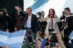 Alberto Fernandez and Cristina Fernandez de Kirchner at their first campaign event in Merlo on May 25.