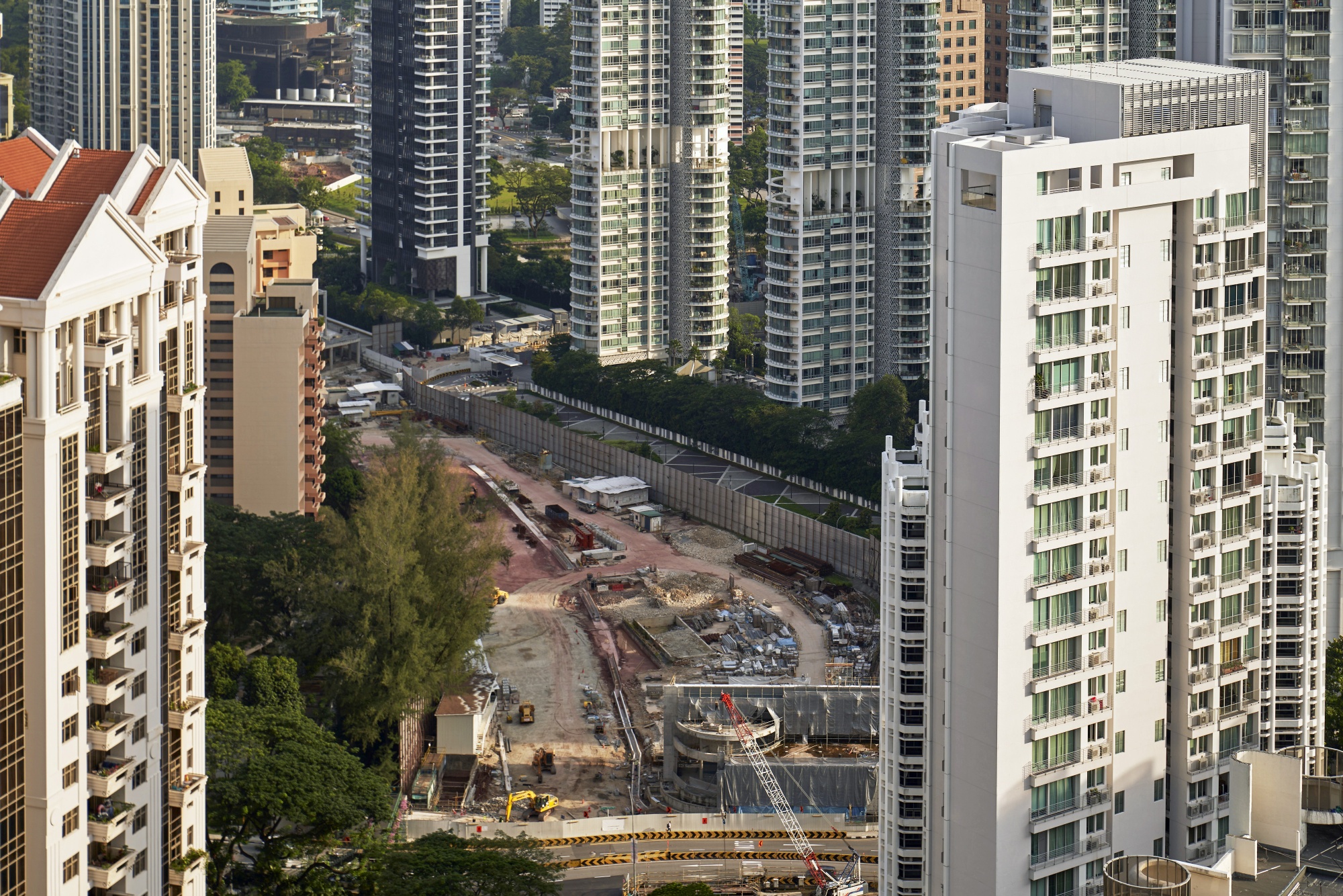A construction site, part of the Mass Rapid Transit line expansion in Singapore.