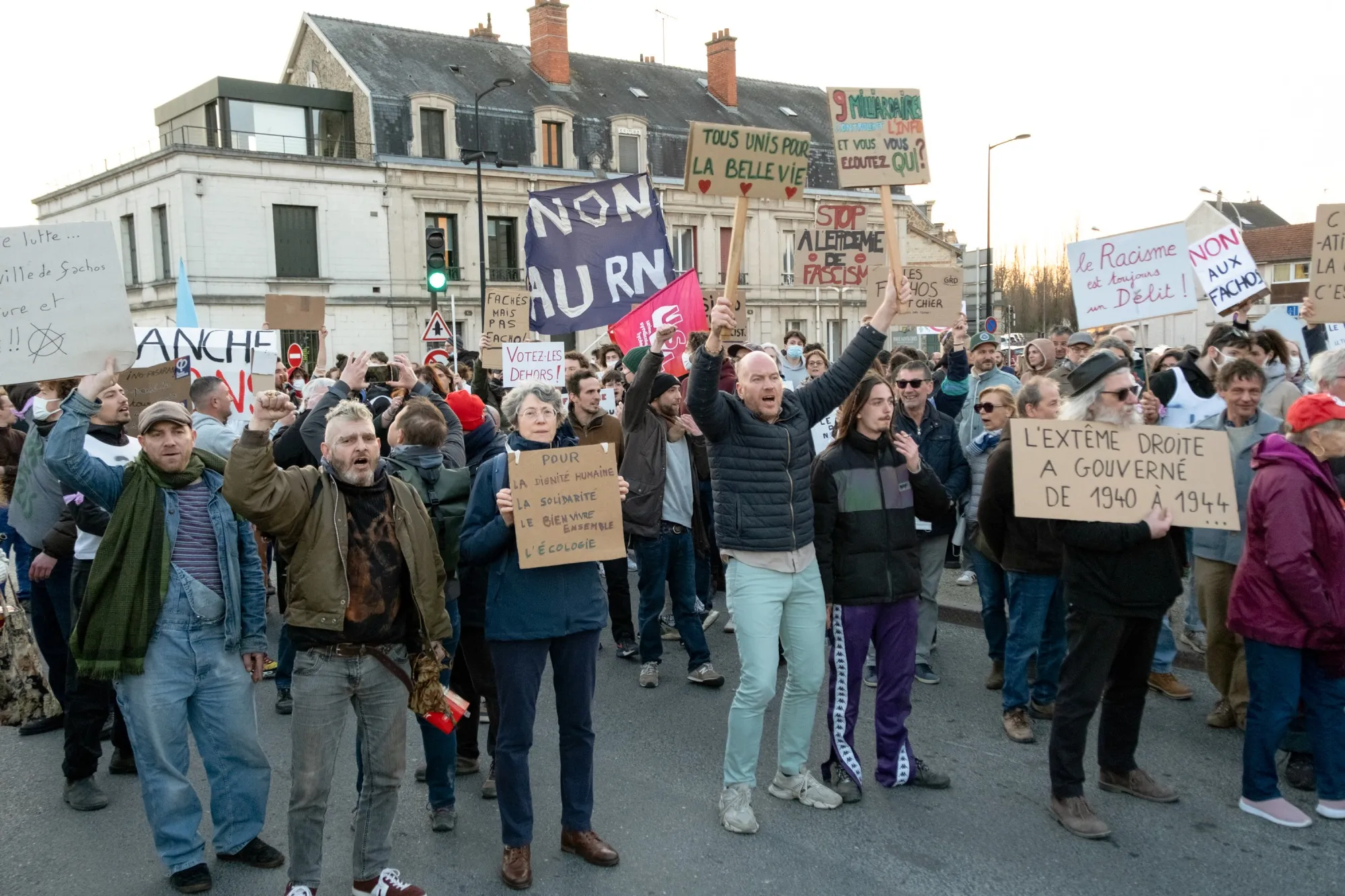 Protesters demonstrated against the rise of the far-right in France in Chalons-en-Champagne.