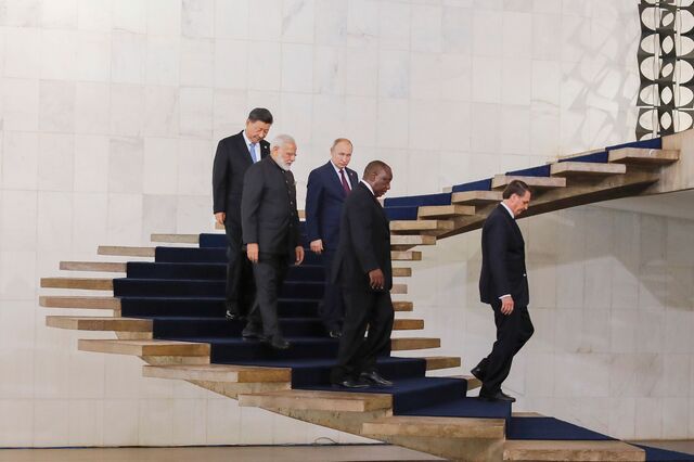 China's President Xi Jinping, India's Prime Minister Narendra Modi, Russia's President Vladimir Putin, South Africa's President Cyril Ramaphosa and Brazil's President Jair Bolsonaro during the 11th BRICS Summit in Nov. 2019 in Brasilia.