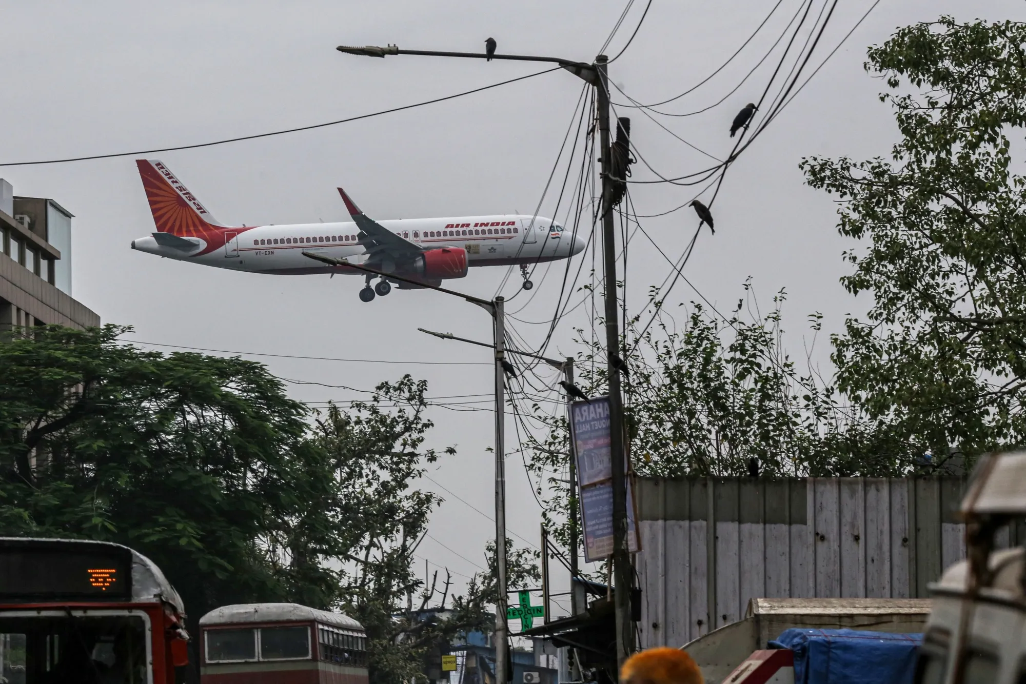 An Air India Ltd. aircraft prepares to land at Chhatrapati Shivaji Maharaj International Airport in Mumbai, India, on&nbsp;Sept. 28.