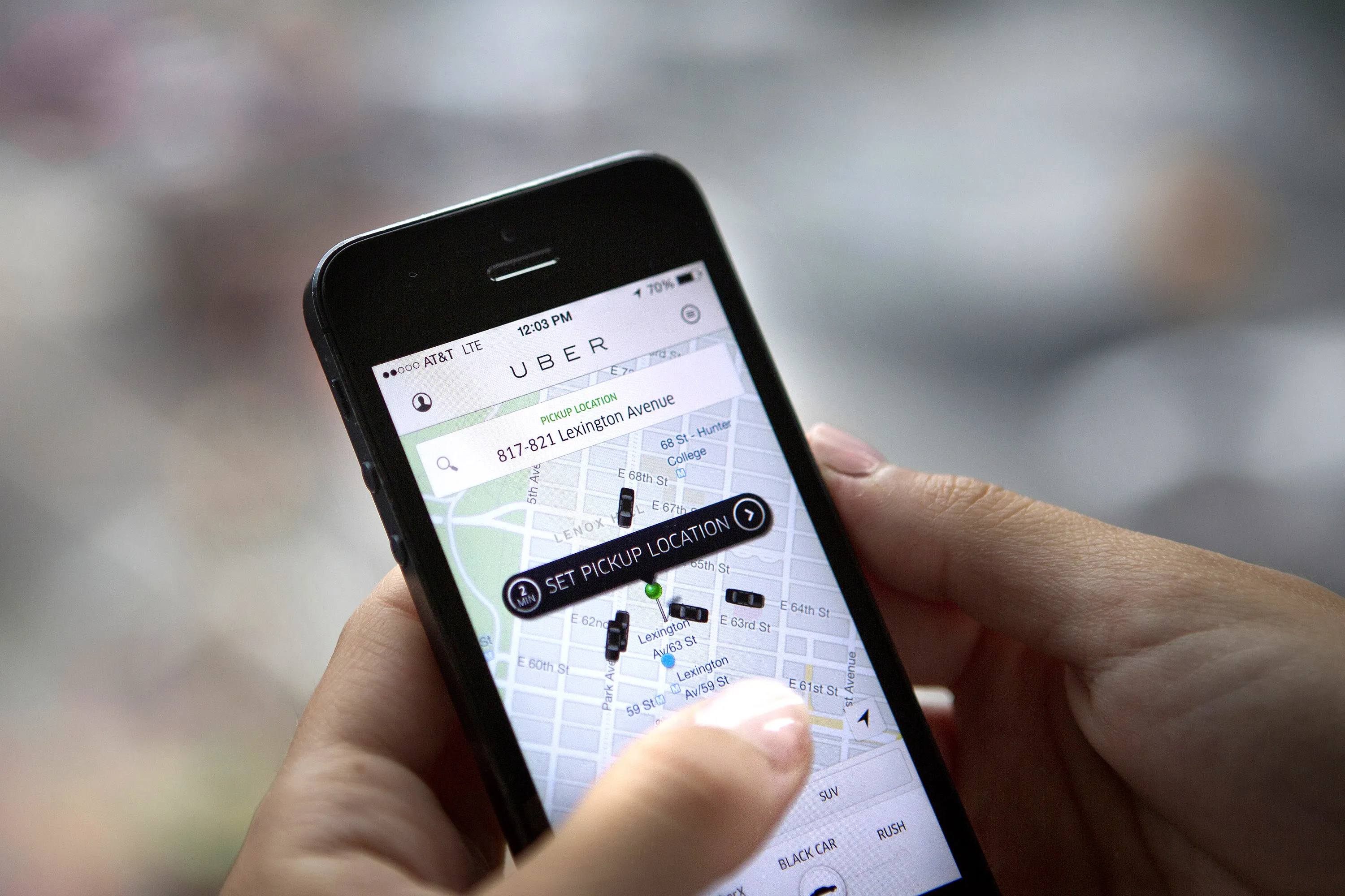 The Uber Technologies Inc. car service application (app) in New York.
