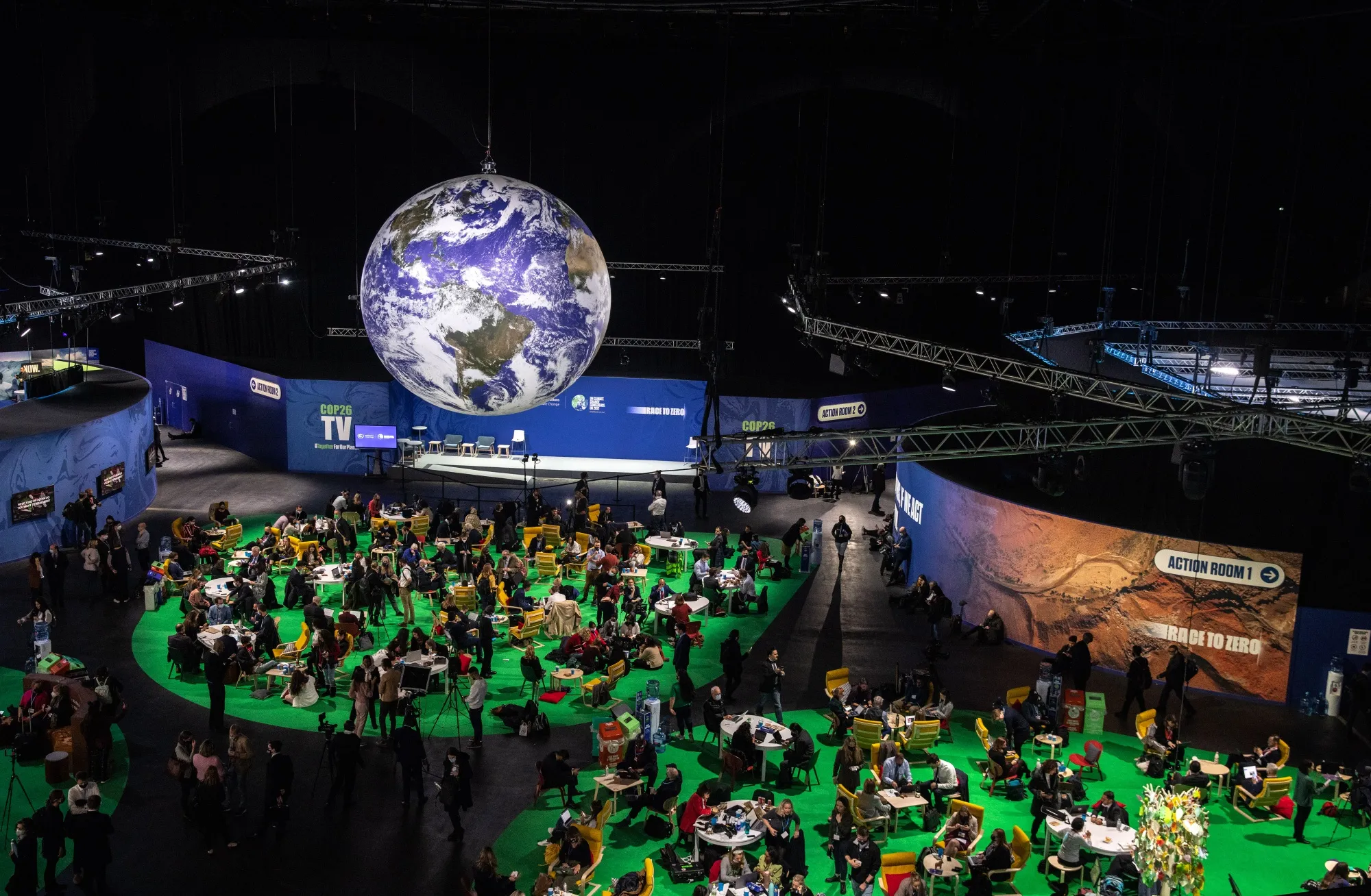 Attendees in the Blue Zone during the COP26 climate talks in Glasgow.