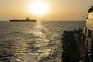 US Navy ships enforce blockade operations in the Arabian Sea on April 16.
