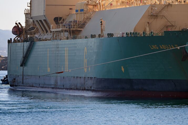 An LNG tanker in Sines, Portugal.