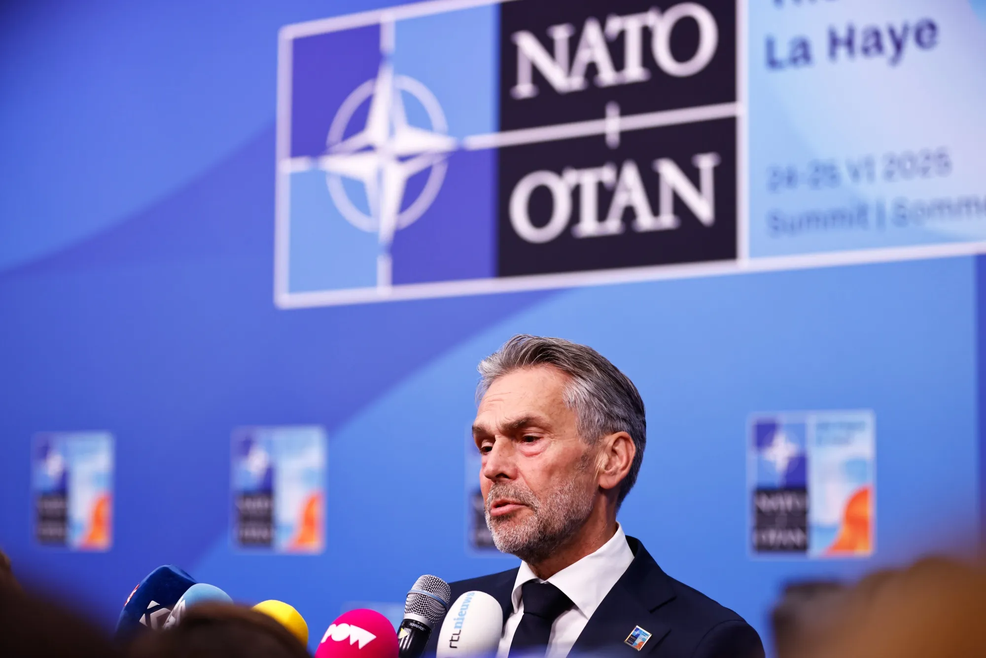 Netherlands's prime minister Dick Schoof during the NATO&nbsp;summit in The Hague on June 25.