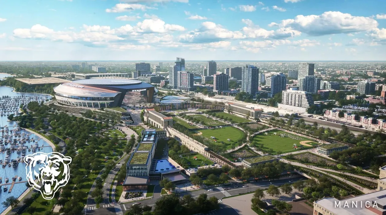 A rendering of the proposed stadium in Chicago