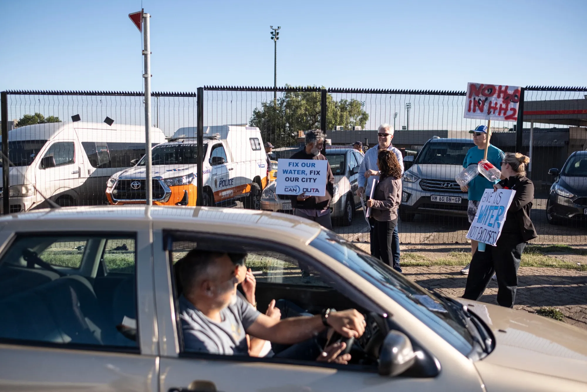 Protesters demonstrate over water outages in Westbury near Johannesburg, on Nov. 28.