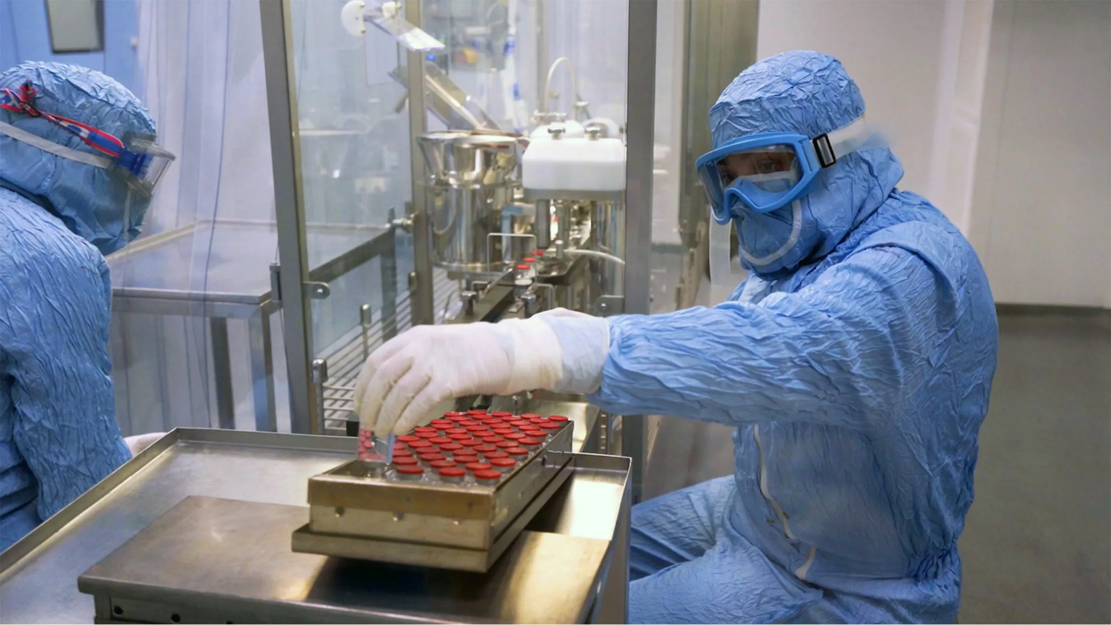A lab technician at Sothema in Morocco.