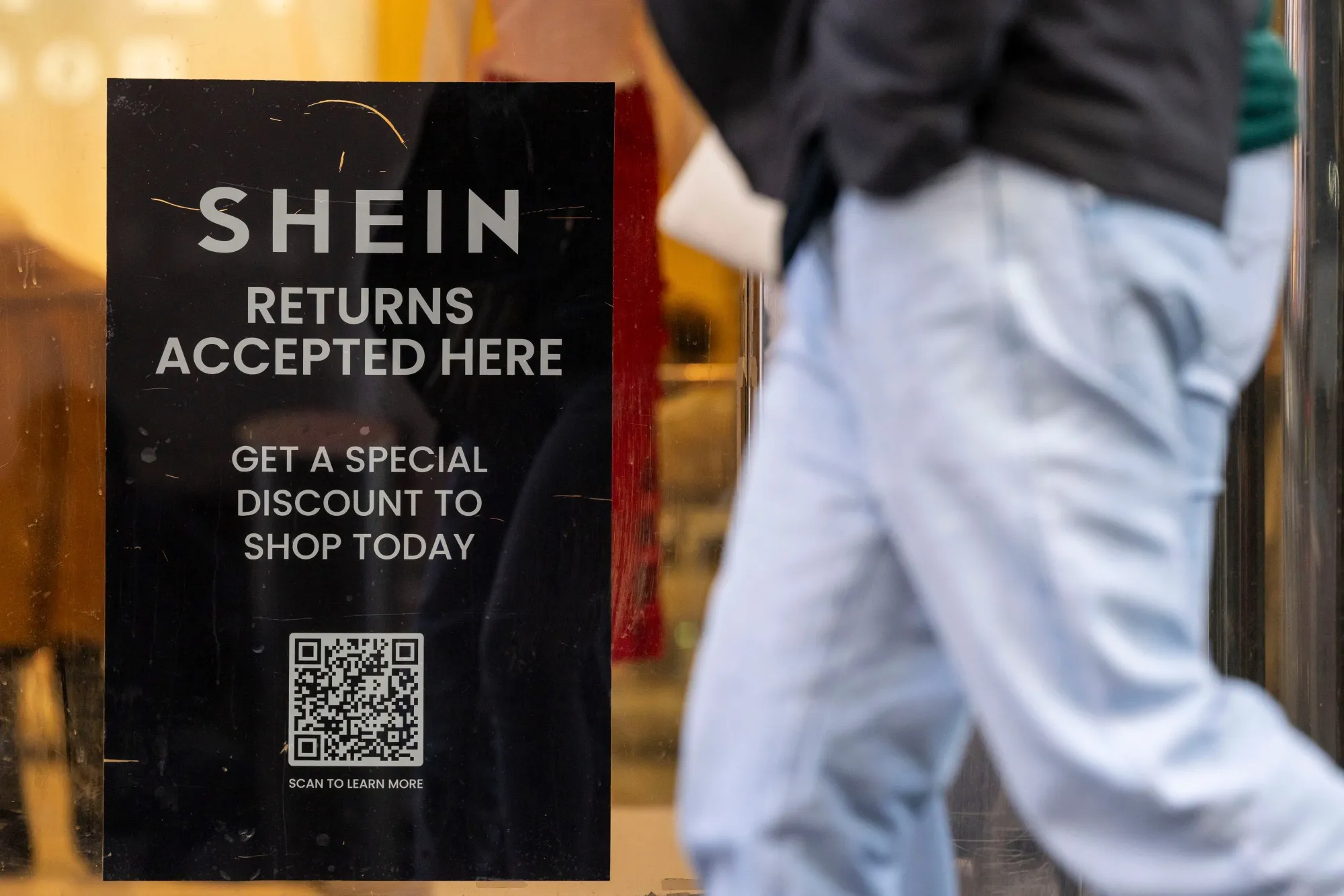 Shein signage outside a Forever 21 store in New York.