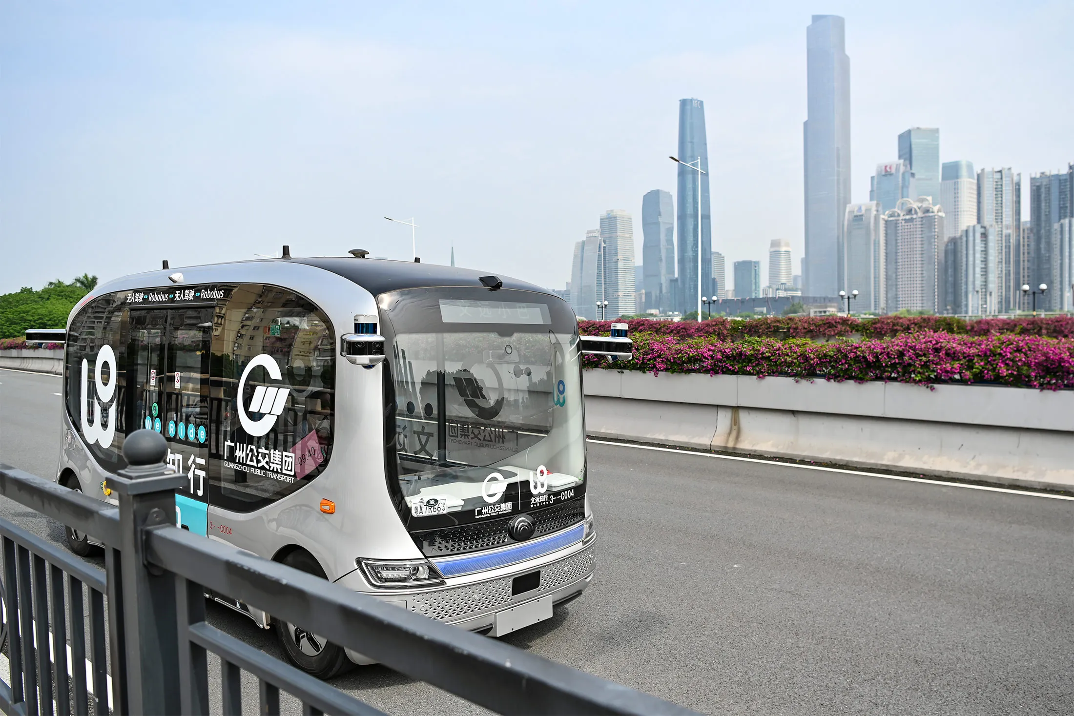 A WeRide L4 autonomous bus in Guangzhou, China.