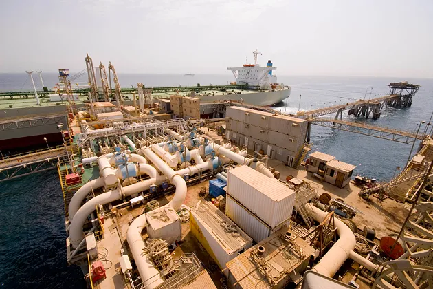 Iraqi crude at Al Basra oil terminal in the Northern Arabian Gulf