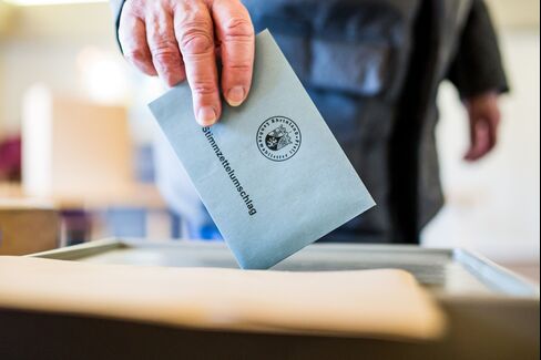A voter casts his ballot in Rhineland-Palatinate state elections on March 13.