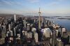 TORONTO, CANADA - MAY 3: An aerial view of the Toronto city skyline and downtown buildings and Lake Ontario in the background on May 3, 2017 in Toronto, Ontario, Canada. (Photo by Tom Szczerbowski/Getty Images) *** Local Caption ***