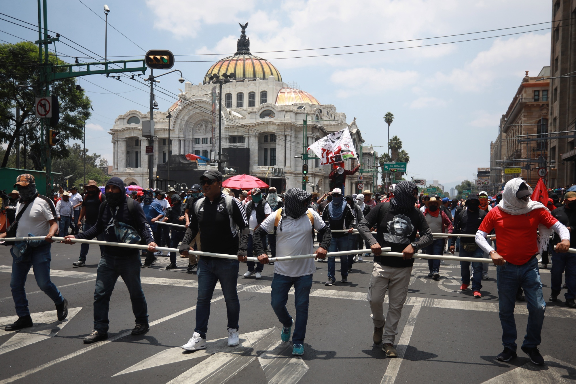 Demonstrators take part in a protest by CNTE teachers in Mexico City on June 1. Photographer: Daniel Cardenas/Anadolu/Getty Images