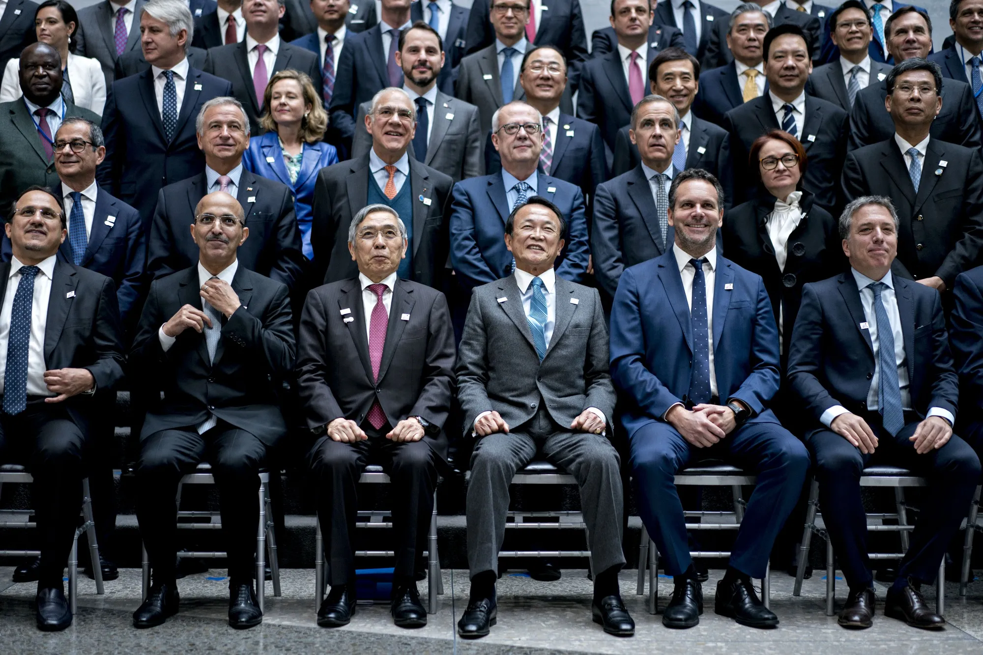 Group of 20 (G-20) finance ministers and central bank governors at the spring meetings of the International Monetary Fund (IMF) and World Bank in Washington on April 12.