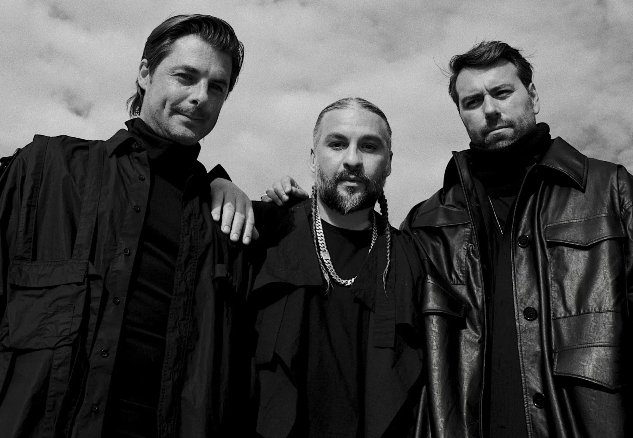 This photo provided by Swedish House Mafia shows Axwell, from left, Steve Angello, and Sebastian Ingrosso of Swedish House Mafia as they pose for a self portrait on Thursday, Oct. 21, 2021 in Stockholm, Sweden.  DJ supergroup Swedish House Mafia are back with a new collab with The Weeknd and a world tour on the horizon. (Swedish House Mafia via AP)