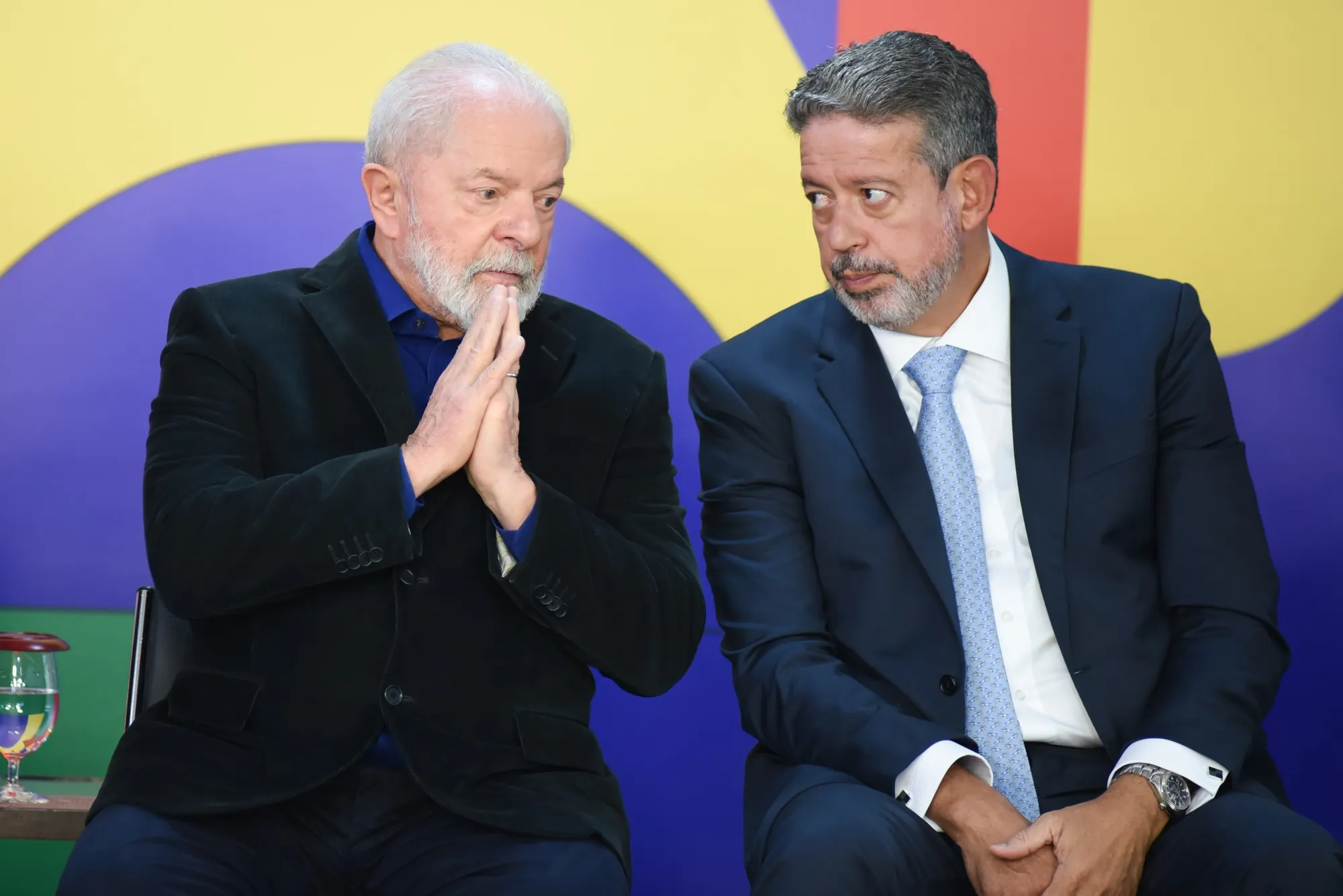 Brazil President Luiz Inacio Lula da Silva, left, and lower house Speaker Arthur Lira