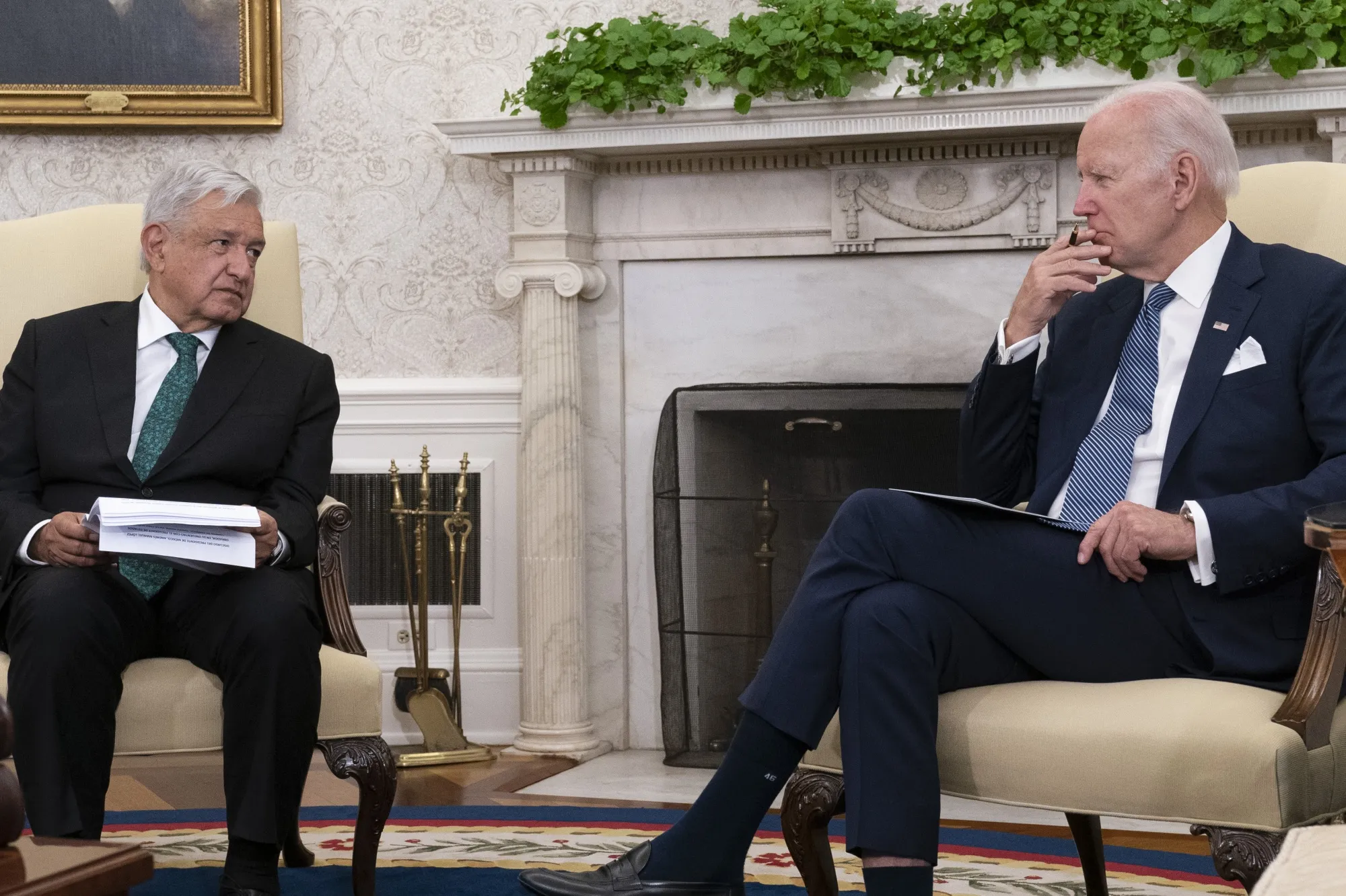 President Biden met with President Andres Manuel Lopez Obrador at the White House in Washington, D.C., on July 12.