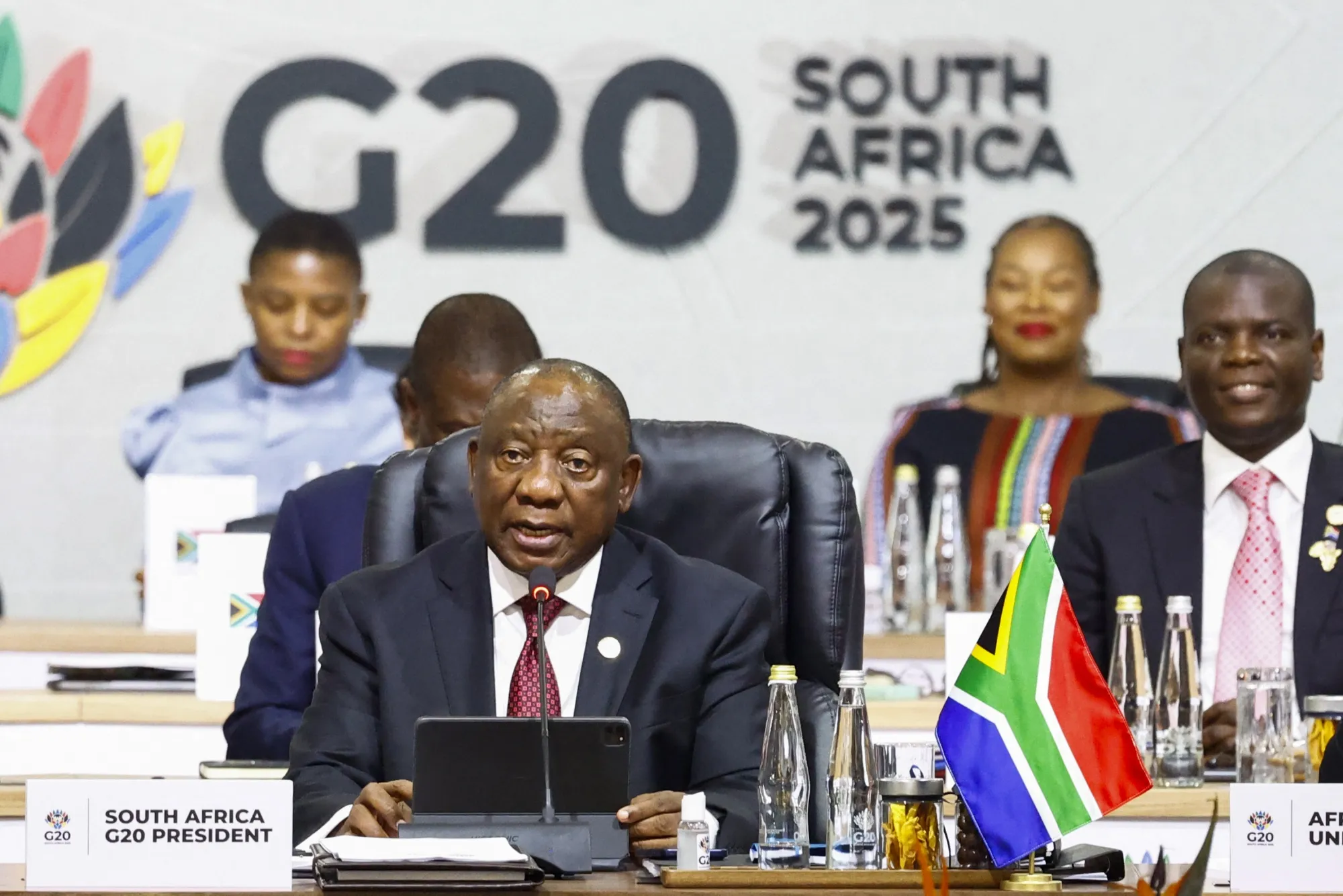 South Africa's President Cyril Ramaphosa gives the opening speech as he chairs the G20 Leaders' Summit plenary session&nbsp;in Johannesburg on Nov. 22.&nbsp;