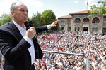 Muharrem Ince,&nbsp;Turkey's main opposition Republican People's Party (CHP) candidate,&nbsp;delivers a speech during the start of his campaign in Ankara on May 4.