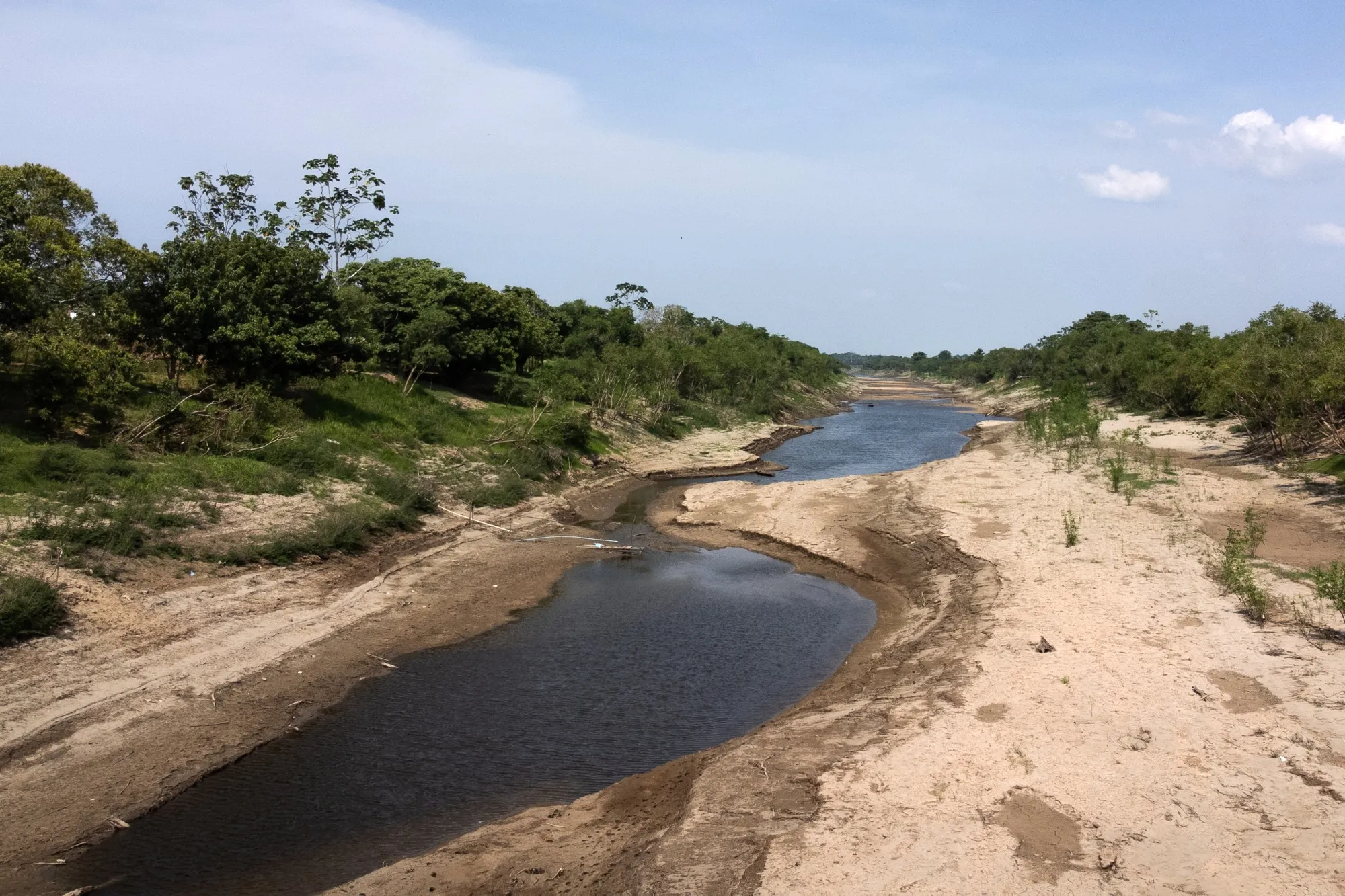 A drought-hit branch of the Amazon River in Manaus, Brazil, on Oct. 4.
