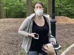 An image from a May 25 video provided by Christian Cooper shows Amy Cooper with her dog at Central Park in New York.