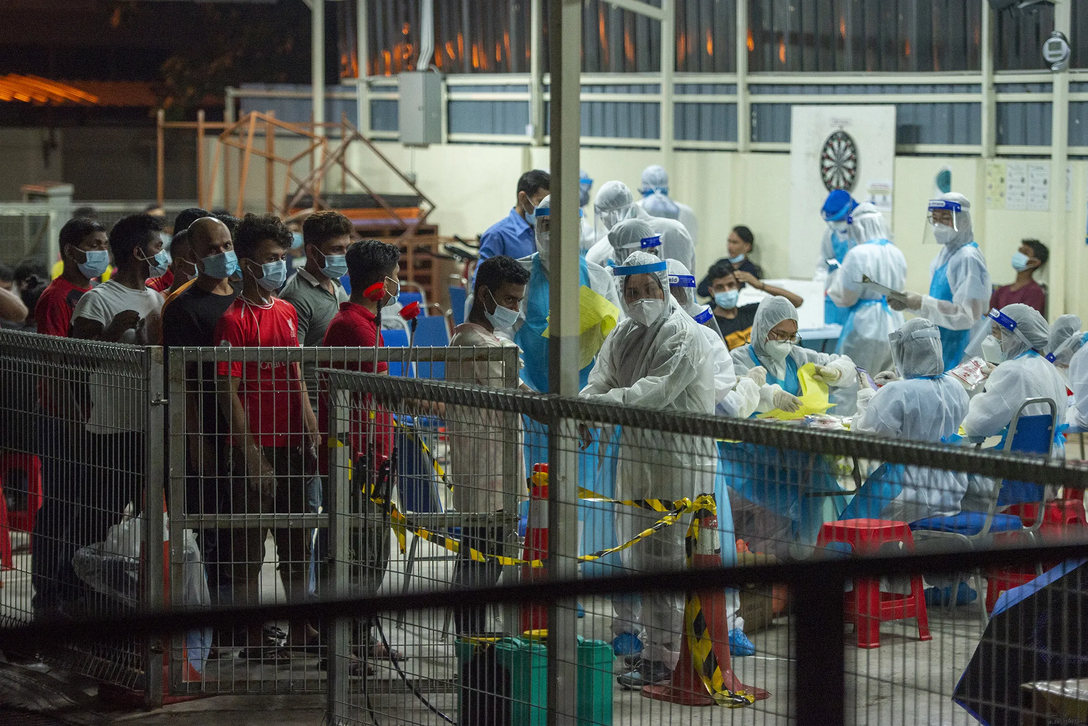 Covid-19 screening at Top Glove hostel compound in Klang on Nov. 17.