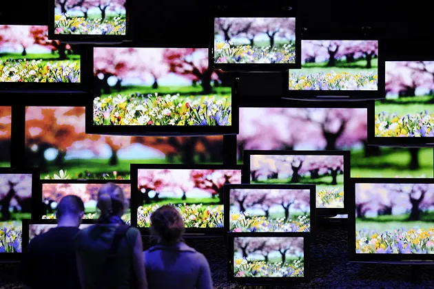 Plasma screens at the Panasonic stand at the IFA Consumer Electronics Trade Fair in Berlin